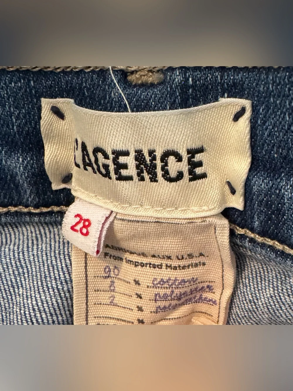 L'AGENCE Medium Wash High Rise Cropped Slim Jeans with Raw Hem - Size 28